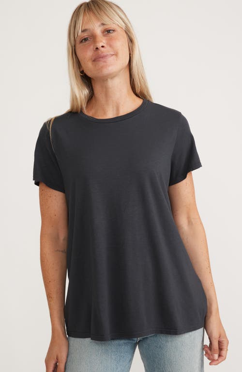 Marine Layer Saddle Hem Crewneck T-shirt In Faded Black