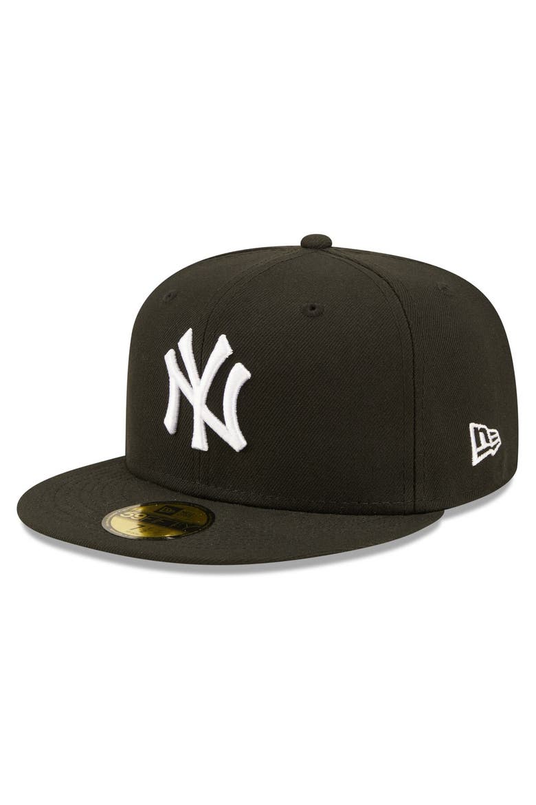 Men's New Era Black New York Yankees Team Logo 59FIFTY Fitted Hat, Main, color, Black