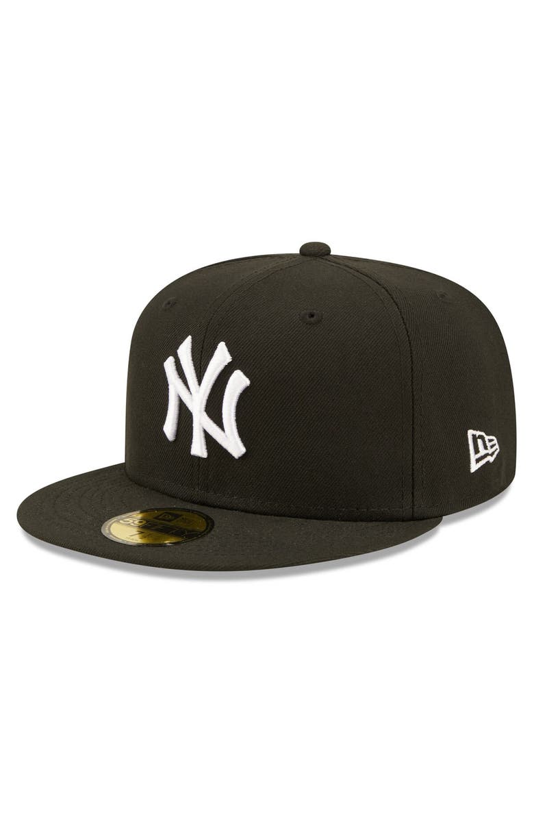 New Era Men's New Era Black New York Yankees Team Logo 59FIFTY Fitted Hat, Main, color, Black