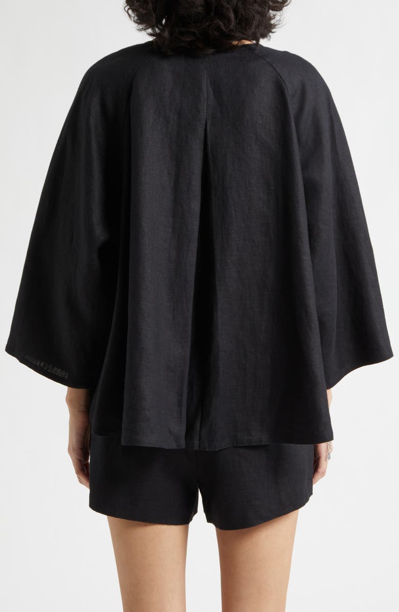 POSSE Olivia Flare Linen Button-Up Top, Alternate, color, Black