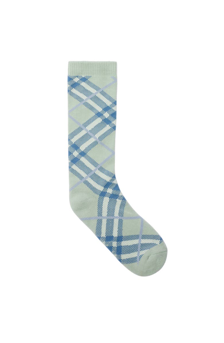 Burberry Check Cotton Blend Socks, Main, color, Seafoam Green