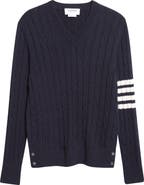 Thom Browne 4-Bar Cable Stitch Cashmere Sweater
