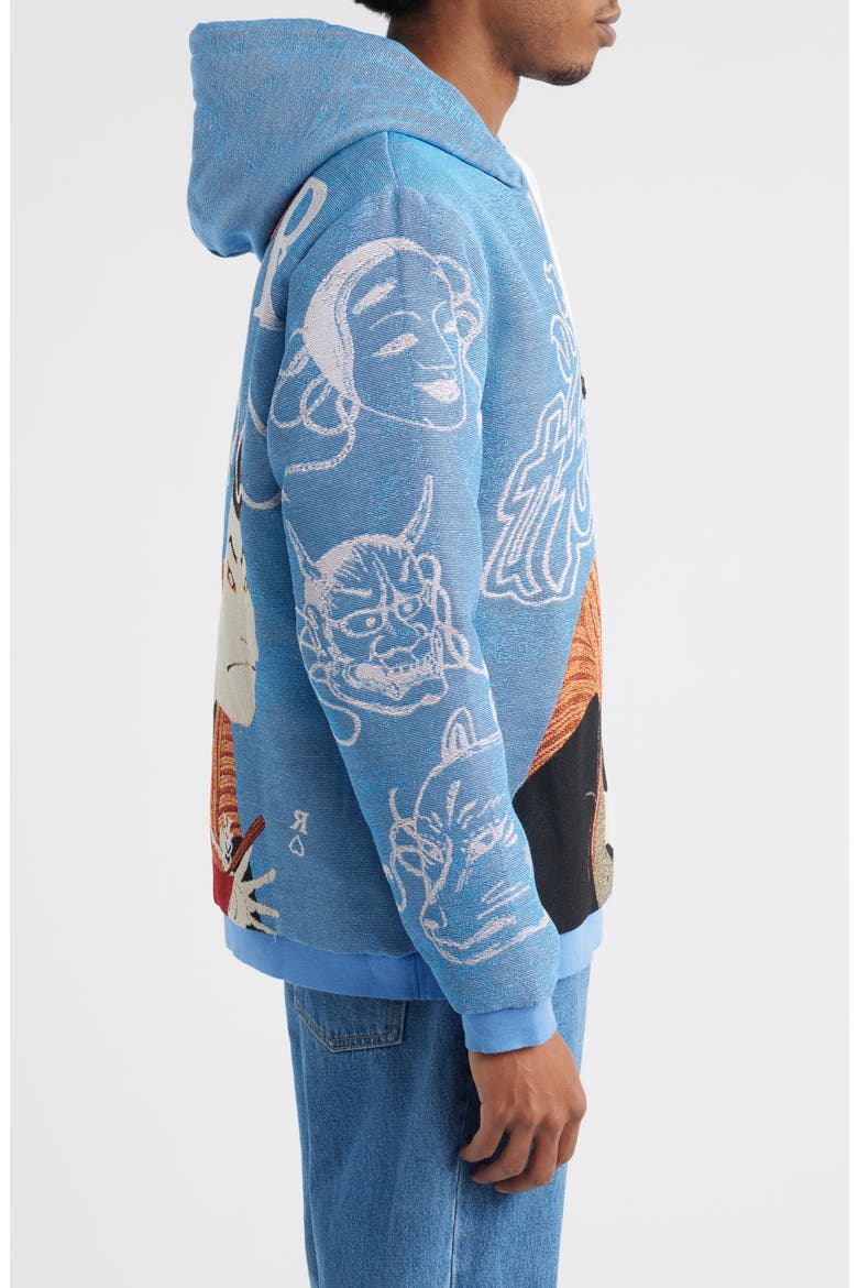 Yokai/Kabuki Hoodie, Alternate, color, BLUE