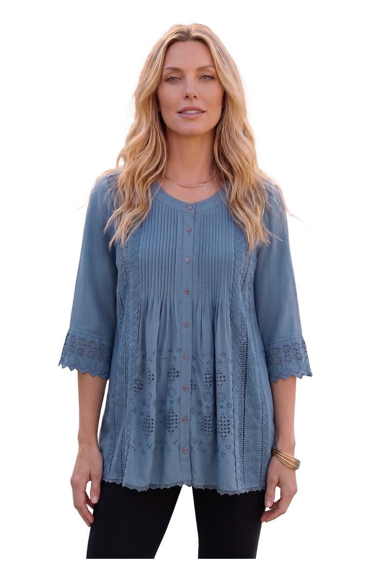 Eyelet Big Shirt, Main, color, DUSK BLUE
