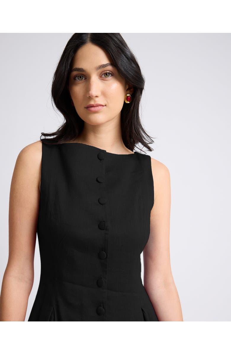 Onia Boatneck Button Front Dress, Alternate, color, Black