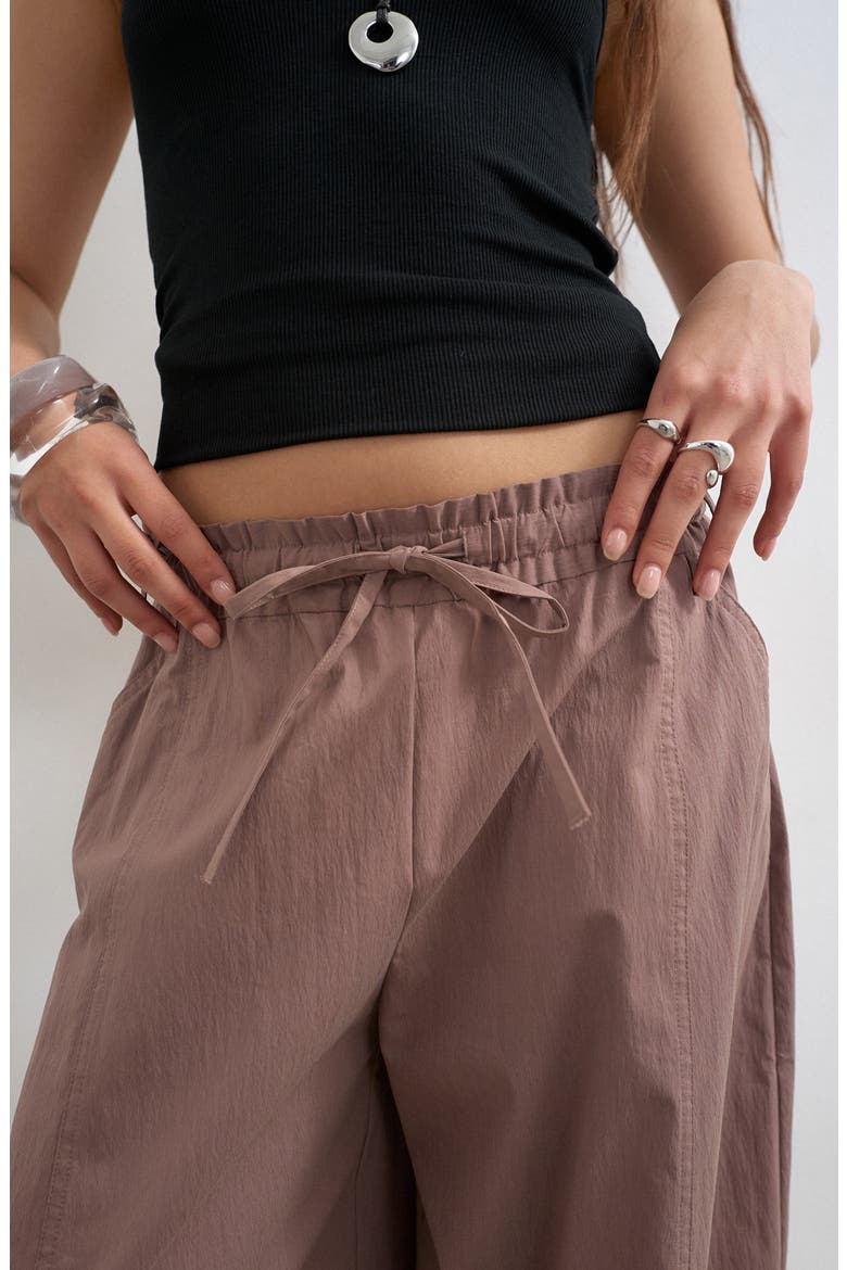 Tie Waist Elastic Cuff Pants, Alternate, color, BROWN