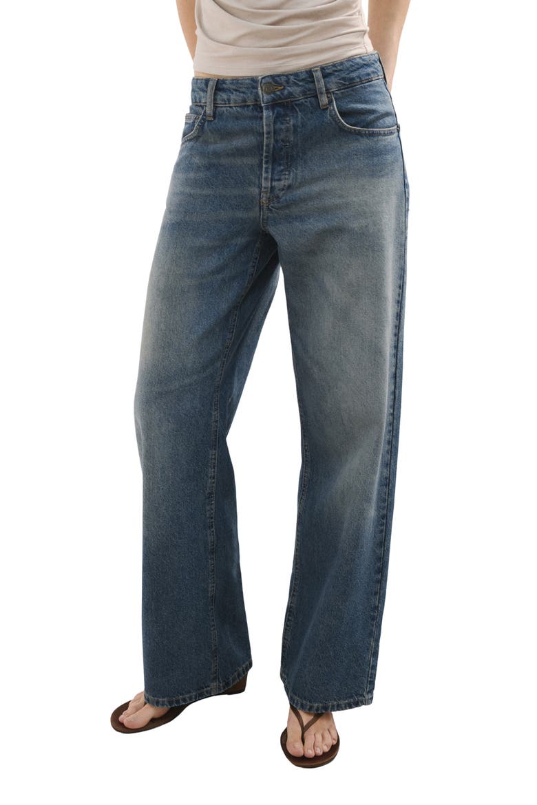 Low Rise Straight Leg Jeans, Main, color, MEDIUM BLUE