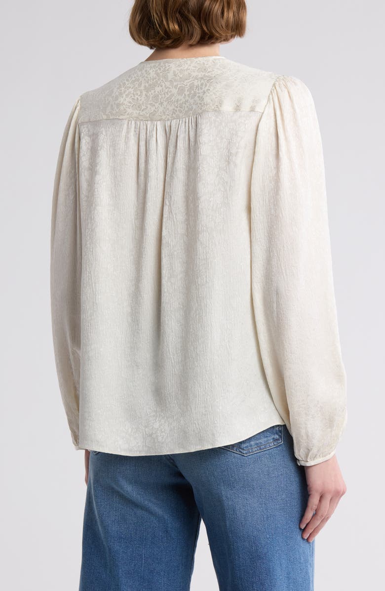 Cinched Sleeve Silk Popover Blouse