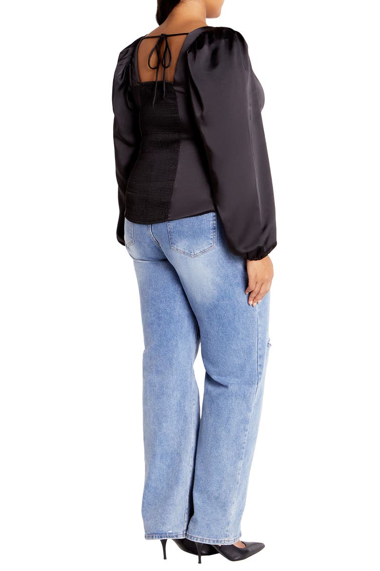 Sienna Center Ruched Satin Top, Alternate, color, BLACK