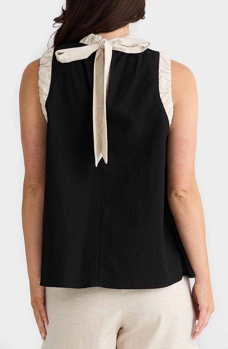 Brave+True Kelley Cotton & Linen Blend A-Line Top, Alternate, color, Black W Natural