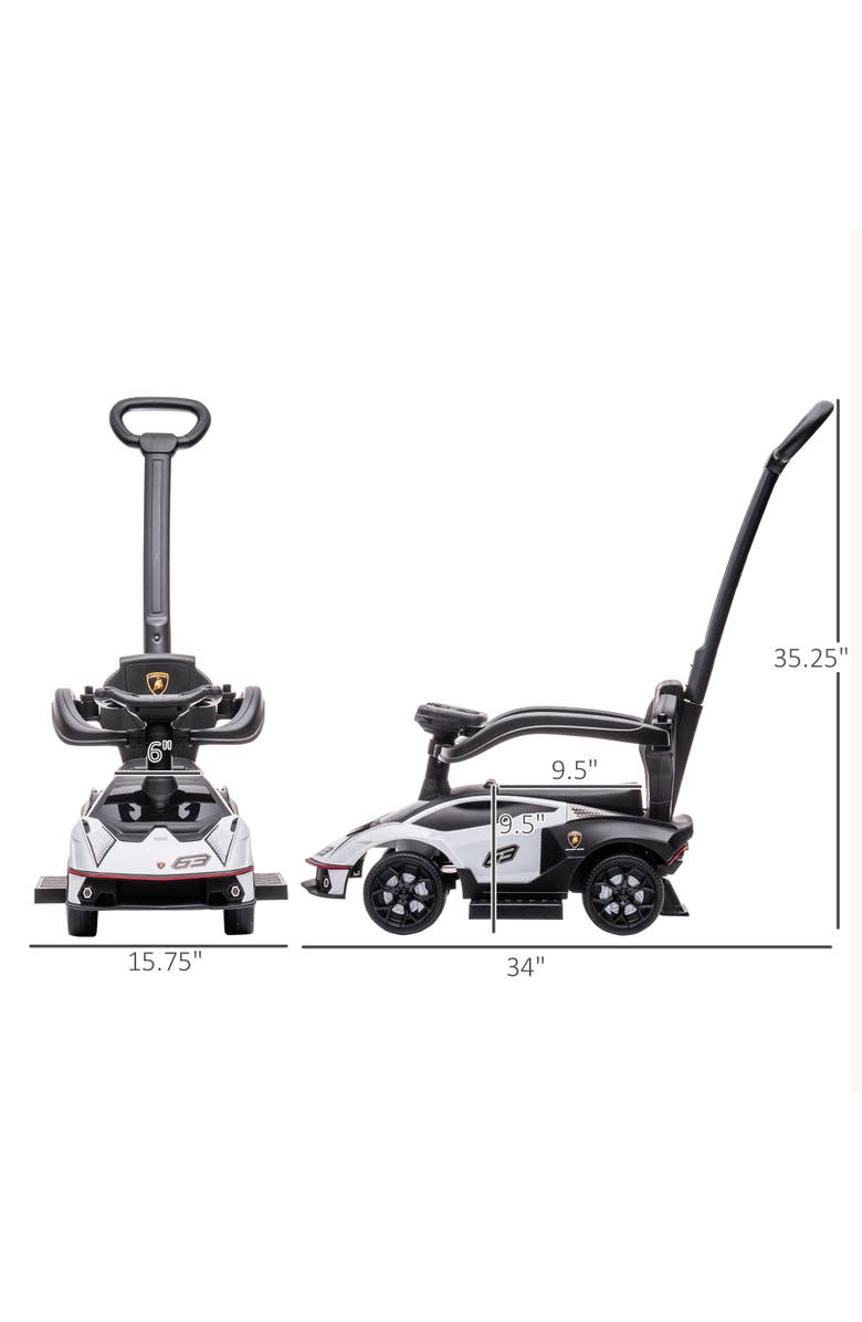 Aosom 2-in-1 Kids Push Car with Horn, Engine Sound, Steering Wheel, Alternate, color, White