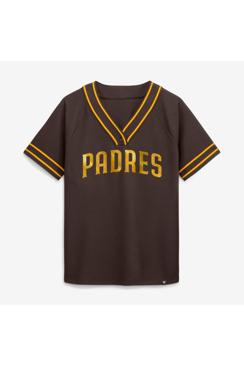Women's Fanatics Brown San Diego Padres Diva Race Ahead Raglan V-Neck T-Shirt, Alternate, color, Brown