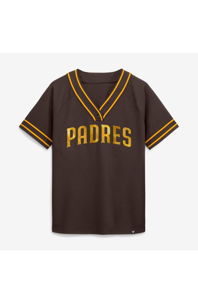 FANATICS Women's Fanatics Brown San Diego Padres Diva Race Ahead Raglan V-Neck T-Shirt, Alternate, color, Brown