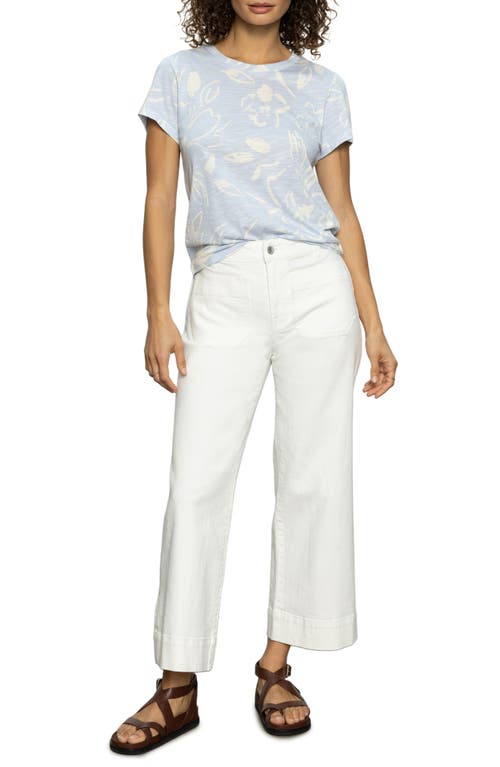 Sanctuary The Perfect Geo Print Cotton Blend Knit Top In Sky Floral