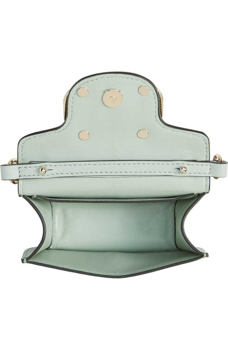 Valentino Garavani Mini Locò Crystal Logo Leather Shoulder Bag, Alternate, color, Water Green/ Crisolite