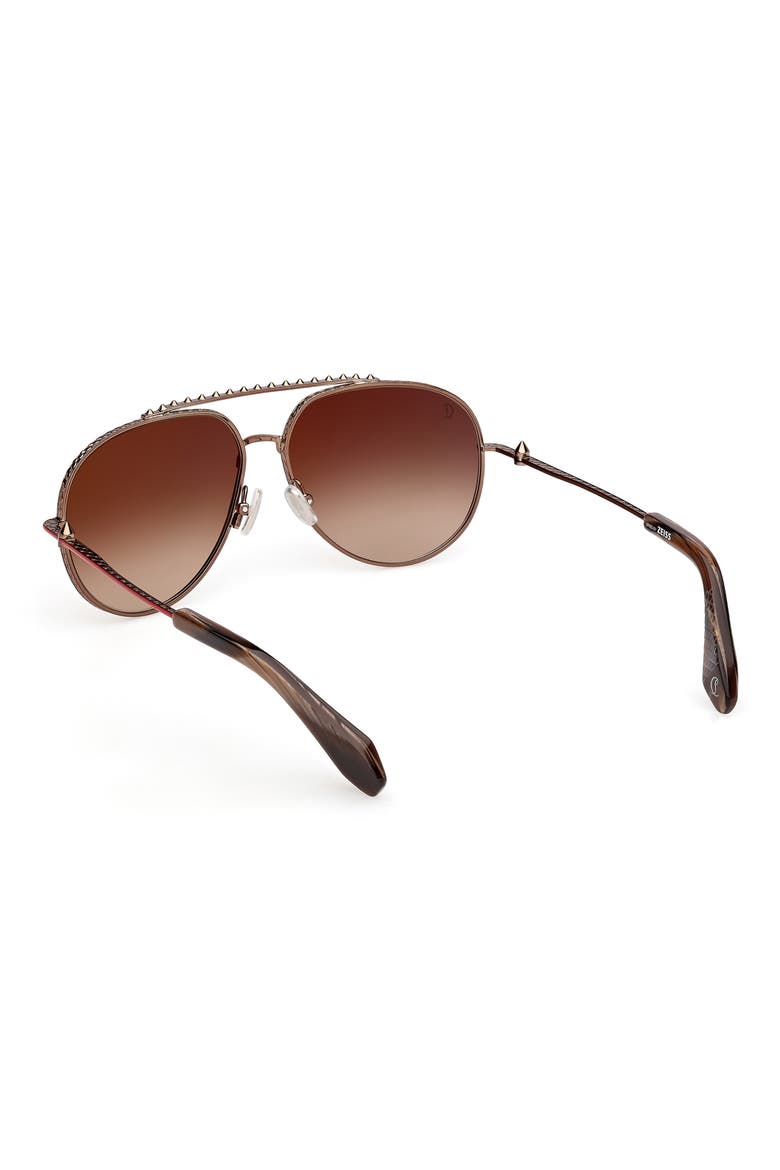 61mm Pilot Sunglasses, Alternate, color, SHINY BROWN / ZEISS BROWN GRADIENT WITH RED AR