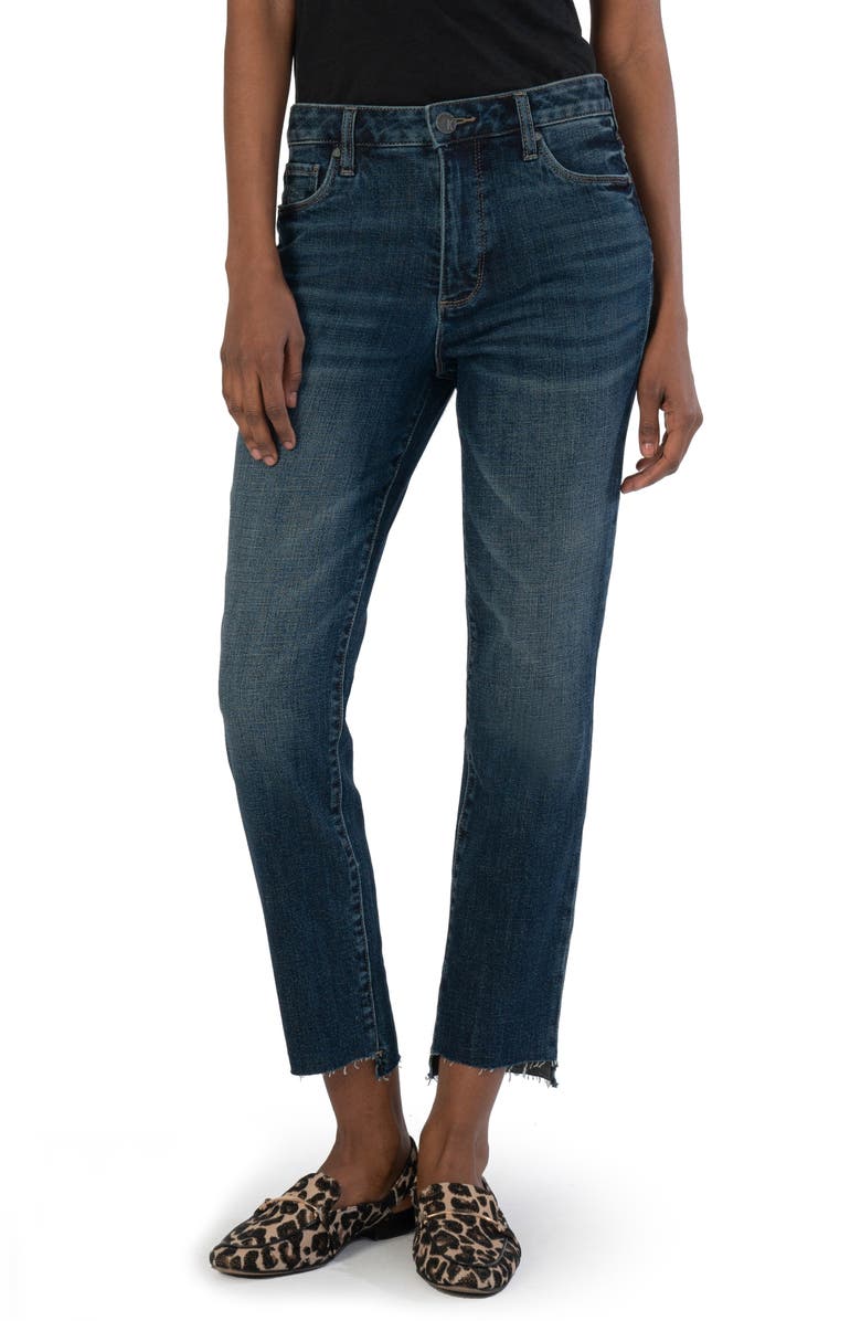 KUT from the Kloth Reese Fab Ab High Waist Raw Step Hem Straight Leg Jeans, Main, color, 