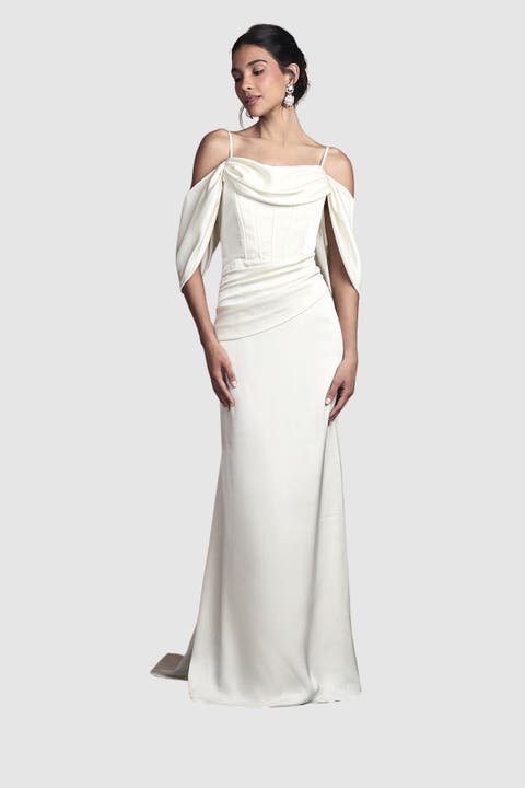 Cowl Neck Satin Maxi Dress