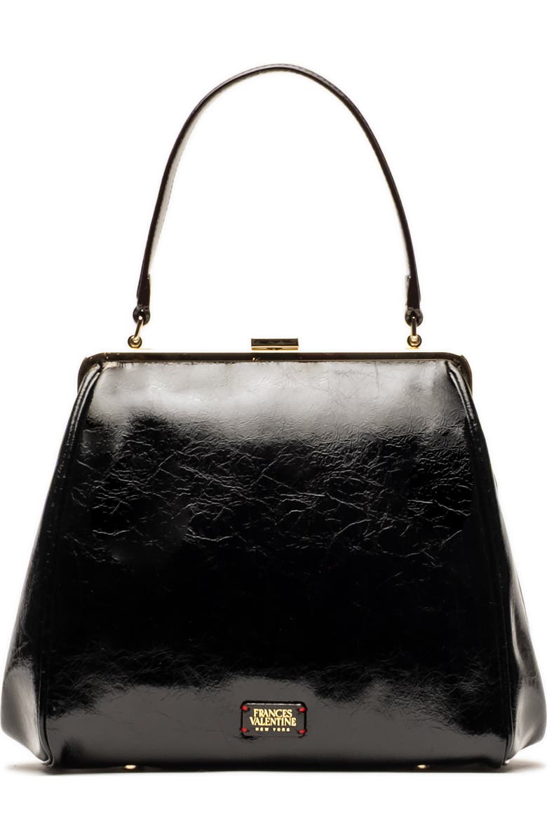 Frances Valentine Katherine Frame Leather Handbag, Main, color, Black