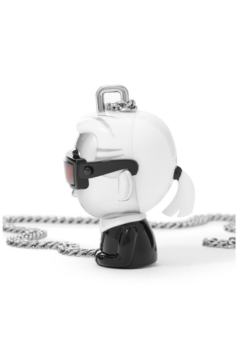 KARL LAGERFELD 'tokidoki' Digital Necklace Watch, 37mm x 51mm, Alternate, color, SILVER/ BLACK/ WHITE