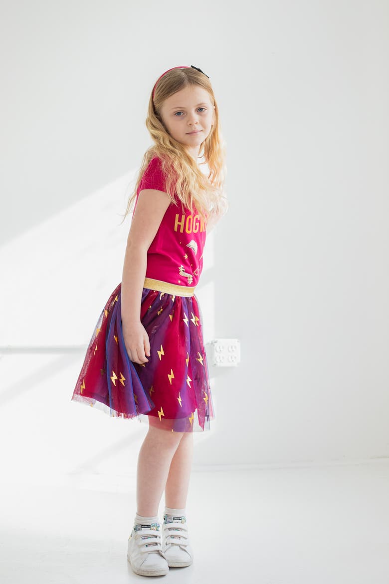 T-Shirt and Tulle Skirt Set, Alternate, color, Burgundy Gold