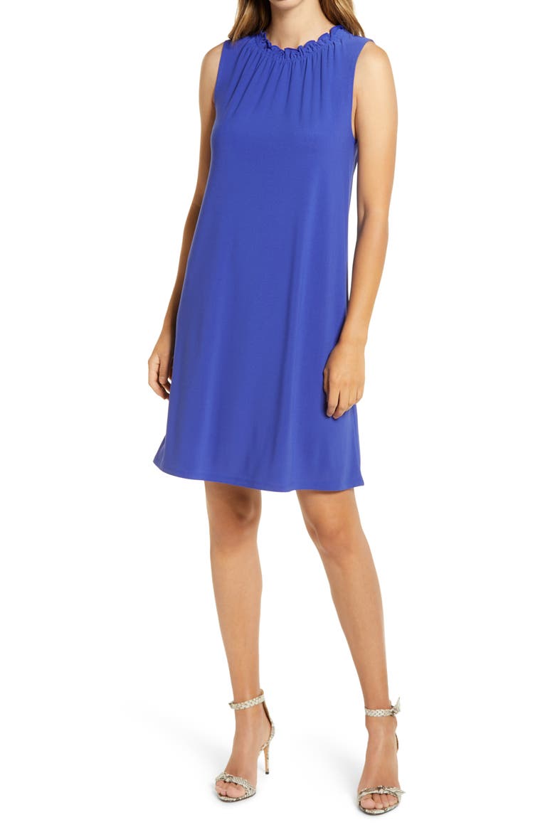 Gathered Neck Knit Dress, Main, color, BLUE CLEMATIS