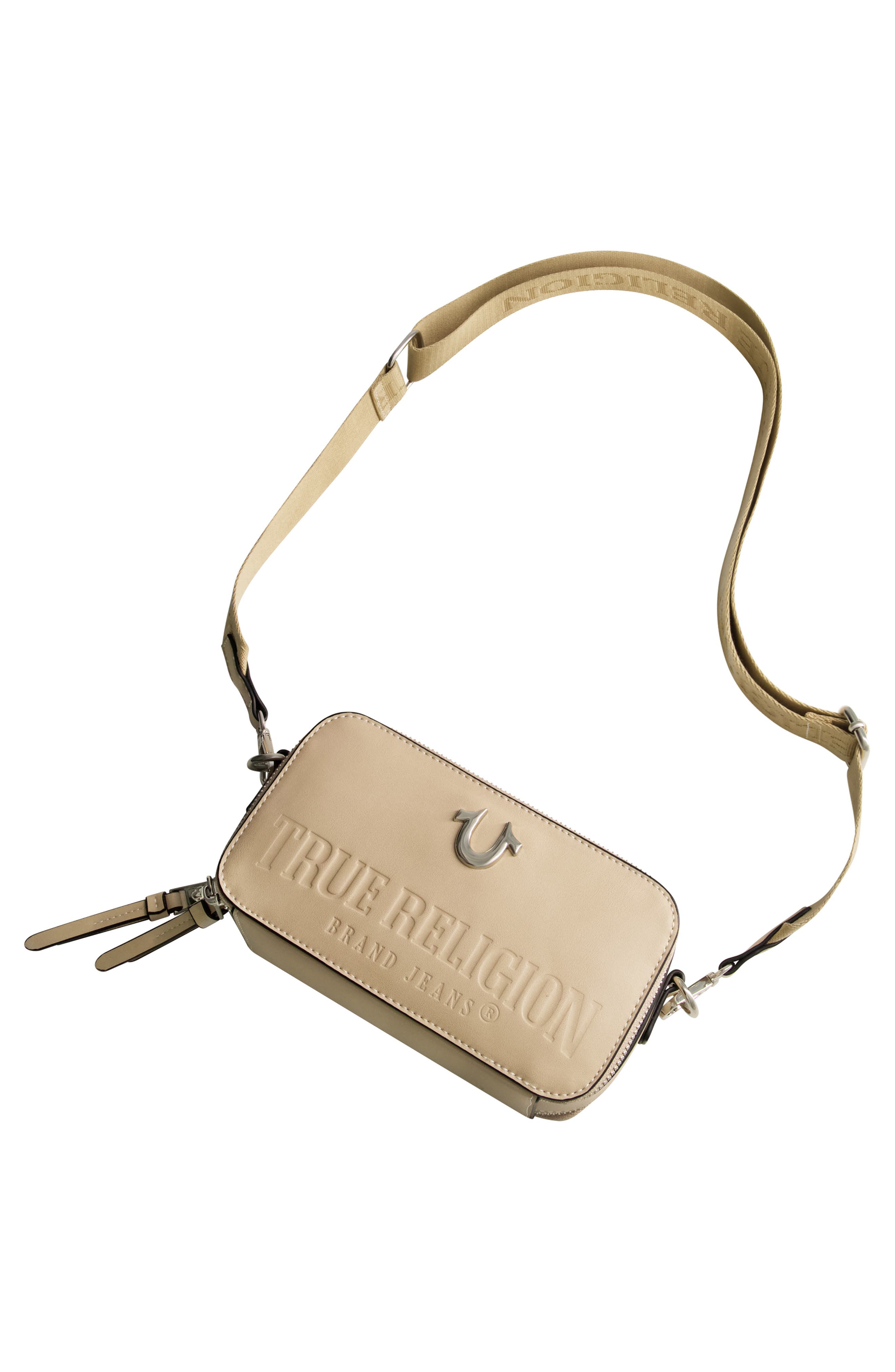 Double-Zip Horseshoe Camera Bag, Alternate, color, TAN