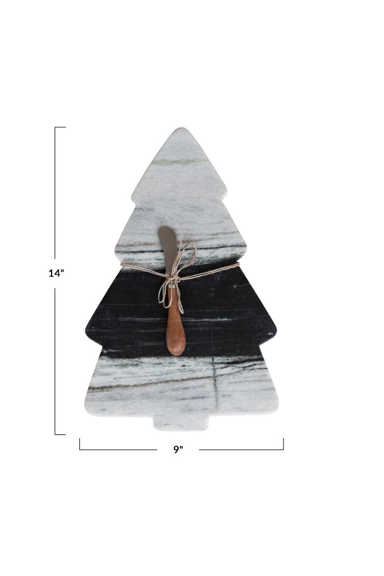 Marble & Acacia Tree Charcuterie Board with Canape Knife, Alternate, color, Multicolor