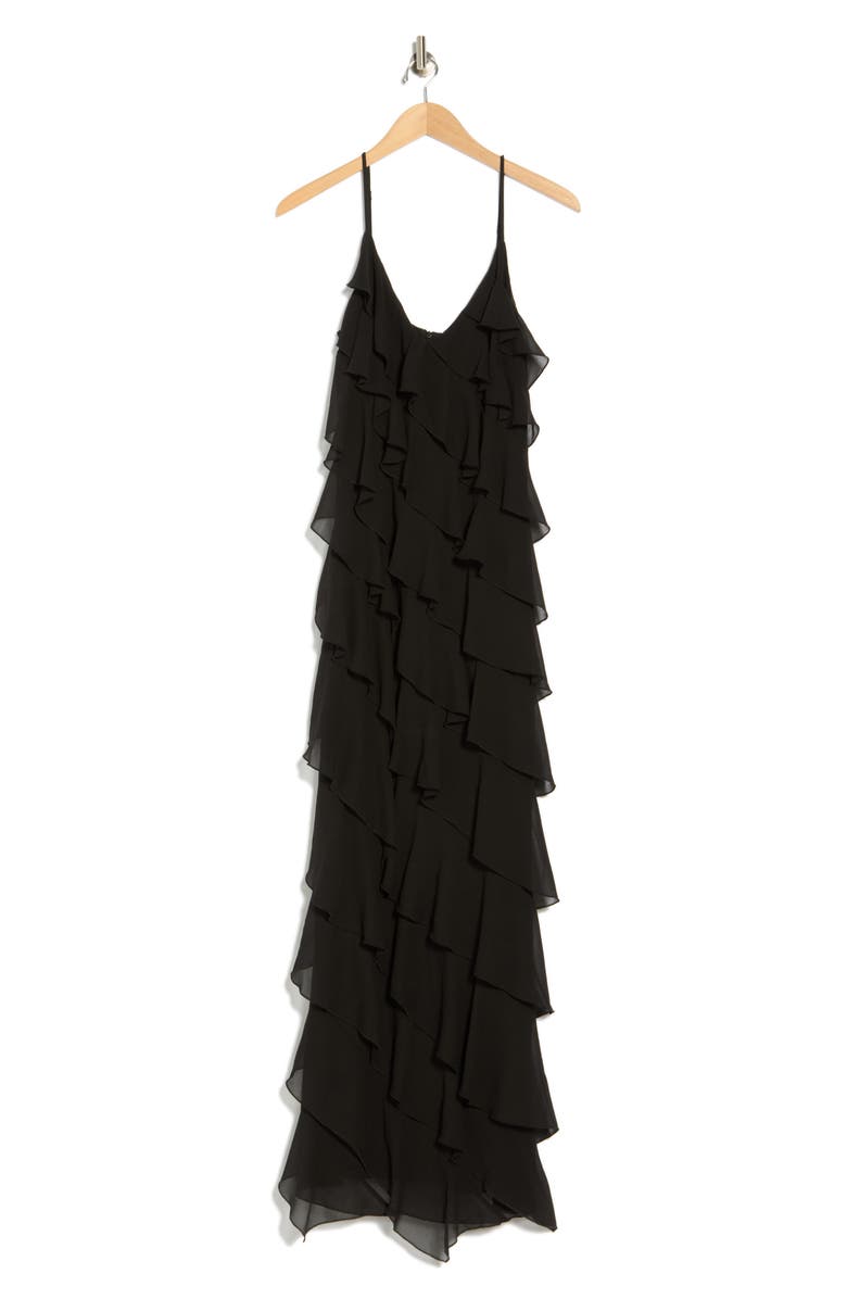 AREA STARS Riza Ruffle Chiffon Maxi Dress, Alternate, color, Black