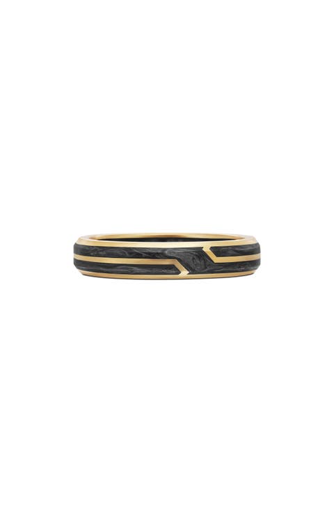Forged Carbon Band Ring in 18K Yellow Gold