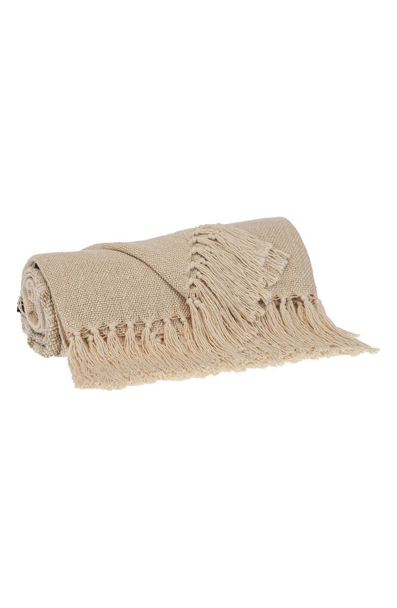 PARKLAND COLLECTION Inca Fringe Throw Blanket, Alternate, color, Beige