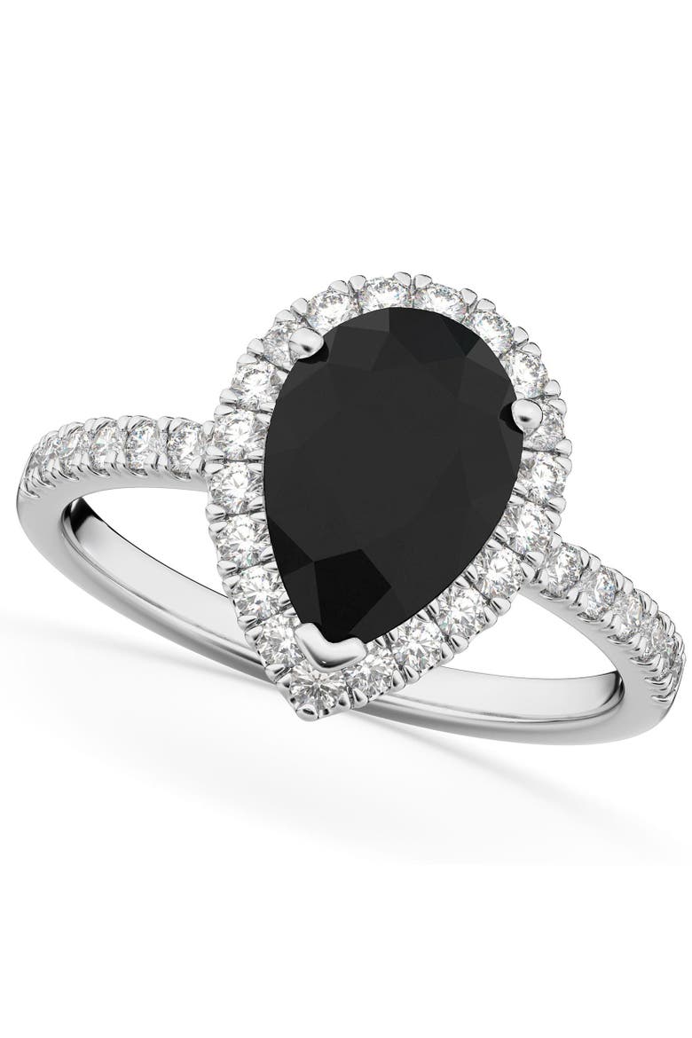 Pear Black Diamond & Diamond Engagement Ring 14K, Main, color, 2.51ct/White Gold