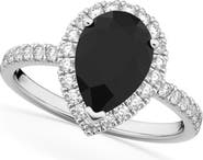 ALLUREZ Pear Black Diamond & Diamond Engagement Ring 14K