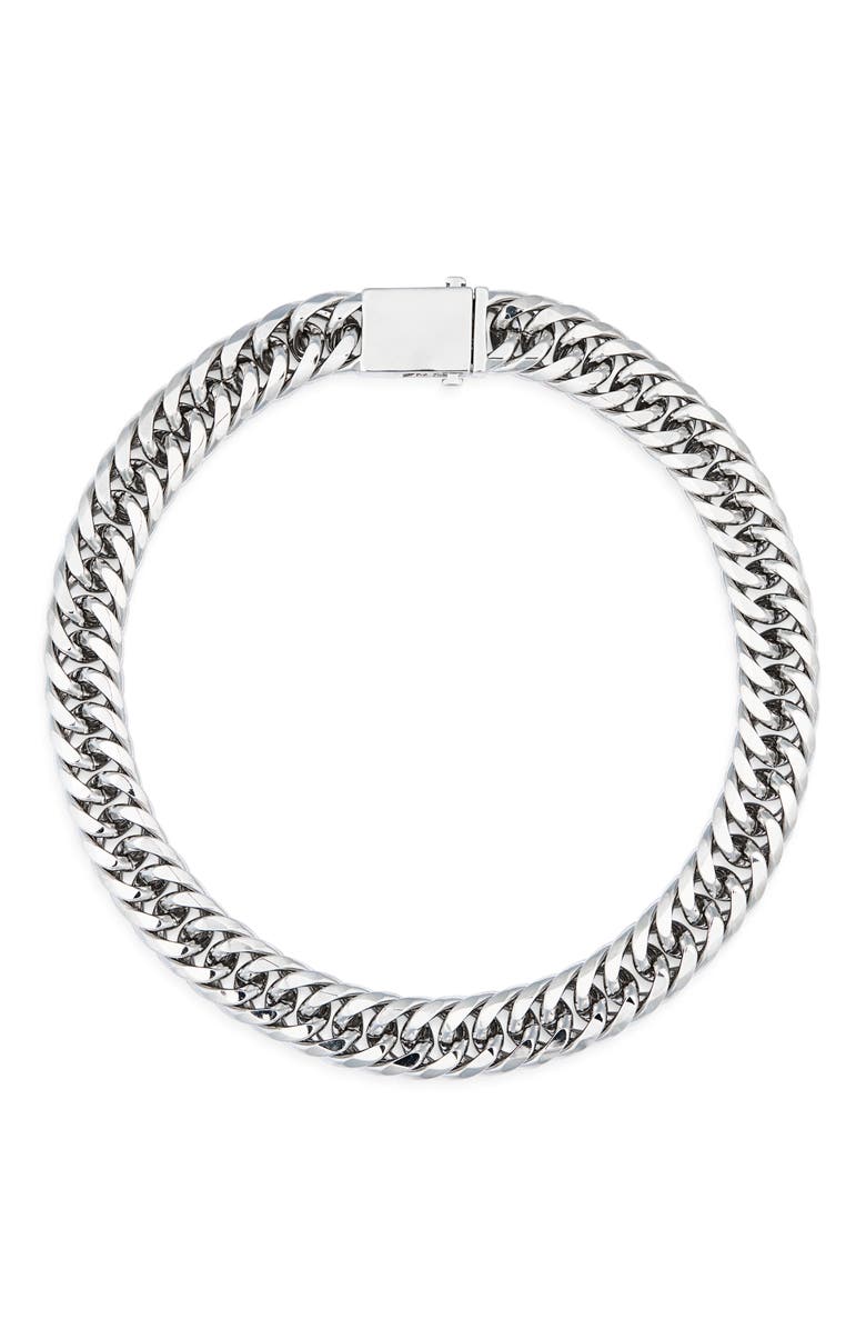 Kenneth Jay Lane Curb Chain Necklace, Main, color, Polished Silver