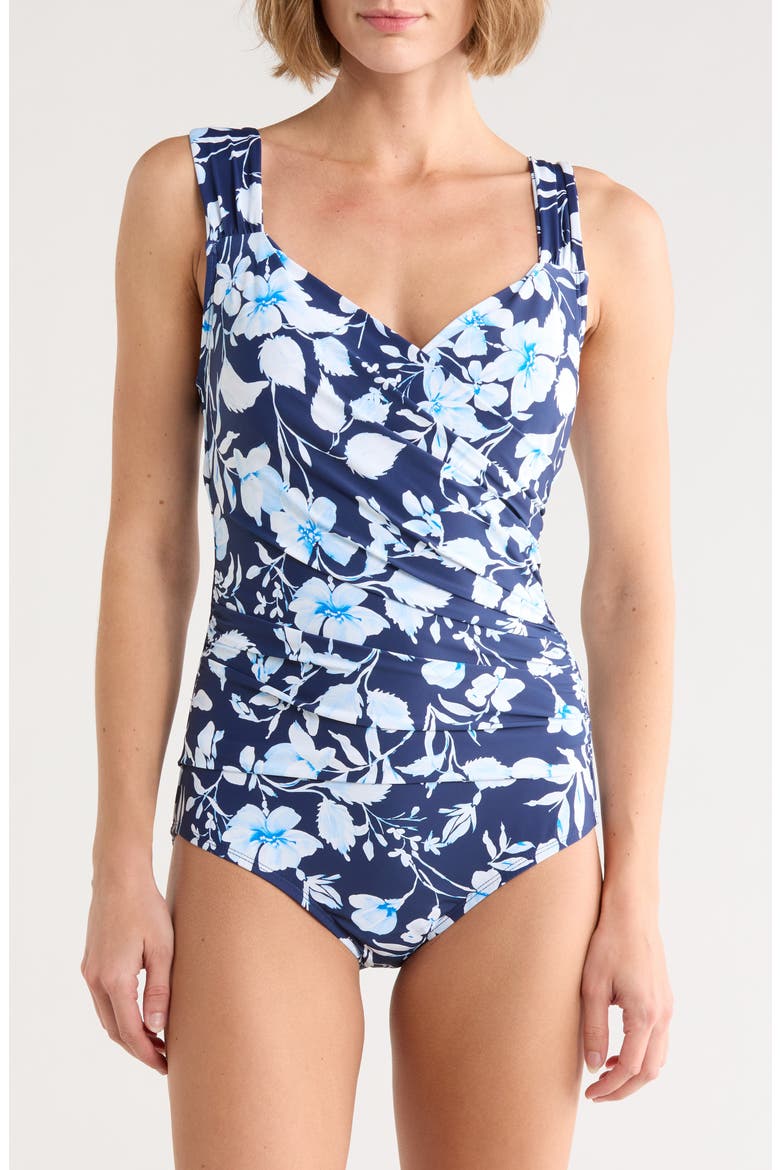 Mio Surplice One-Piece Swimsuit, Main, color, PANTHEON BLUE