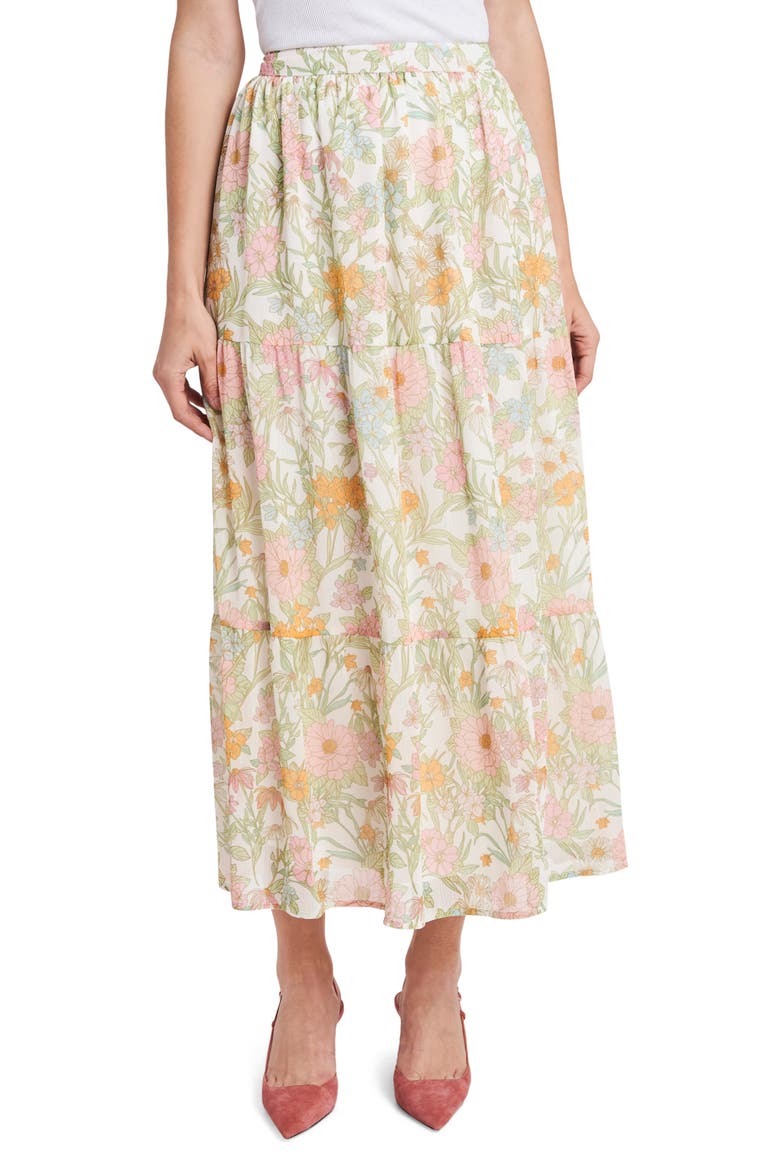Verona Garden Tiered Ruffle Skirt, Main, color, WHITE MULTI