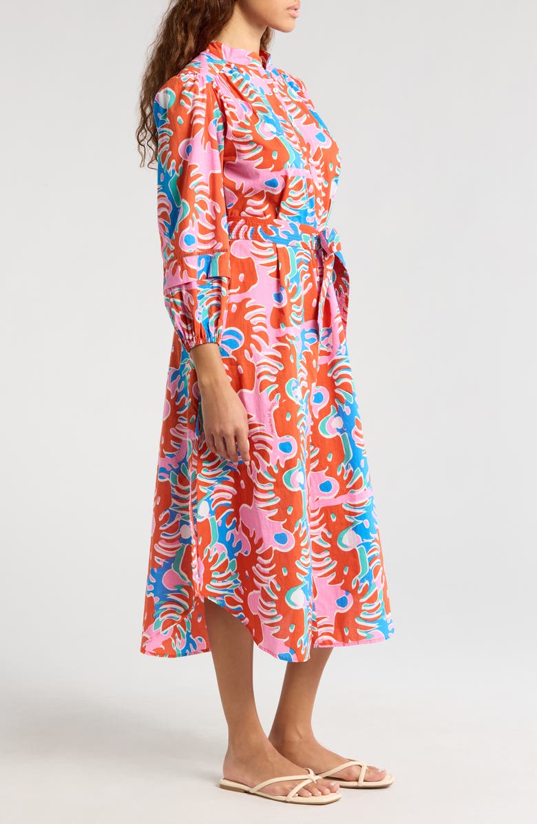 Poupette St Barth Cathy Abstract Print Cotton Cover-Up Shirtdress, Alternate, color, Red Geo Afro