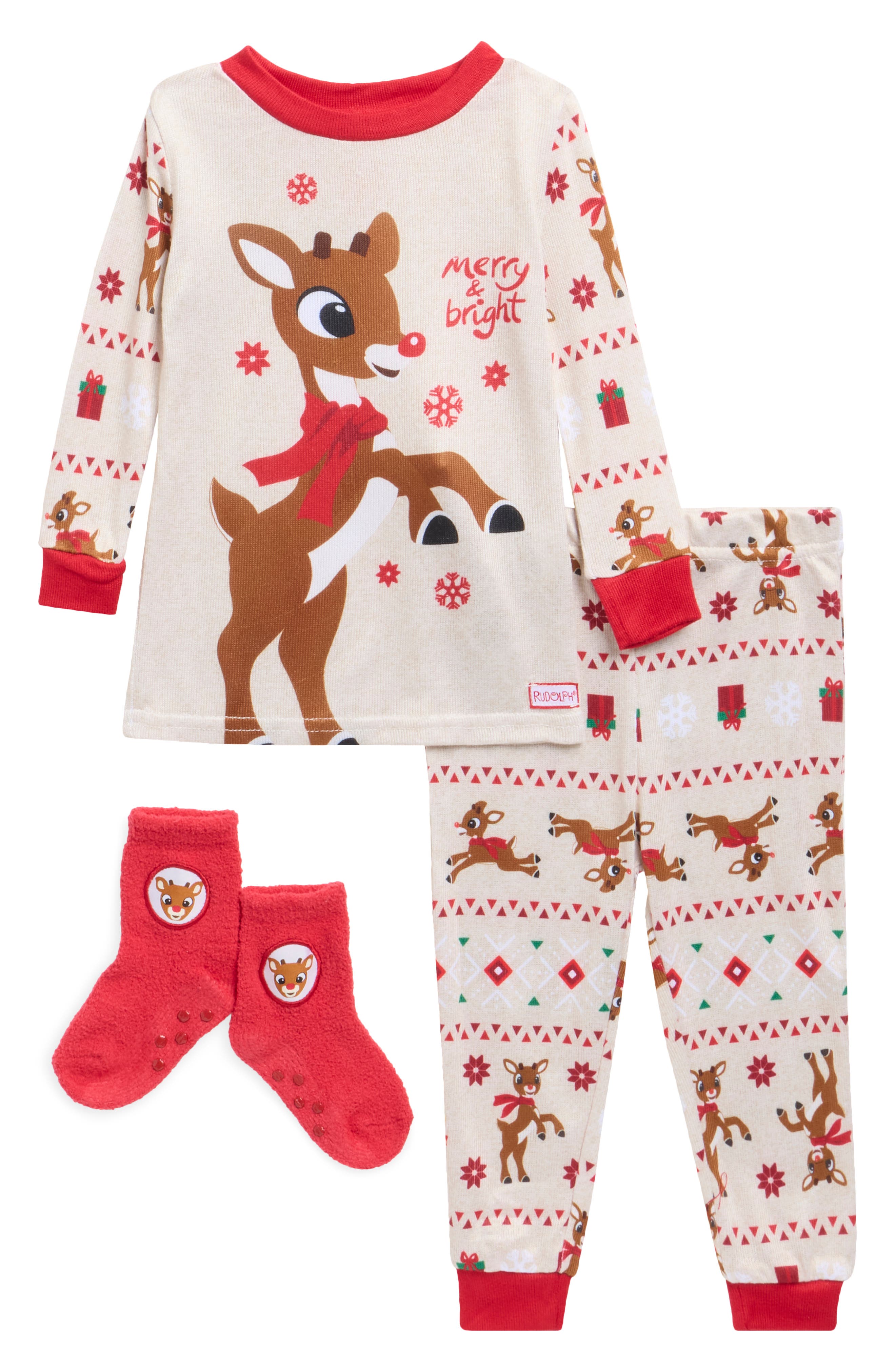 Rudolph the Red Nosed Reindeer 2-Piece Pajamas & Cozy Socks Set