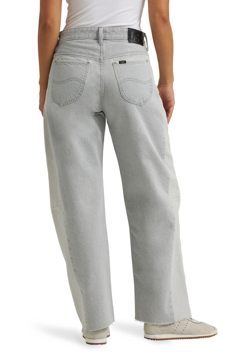 Rider Low Slung Mid Rise Raw Hem Barrel Leg Jeans, Alternate, color, DUSK GRAY