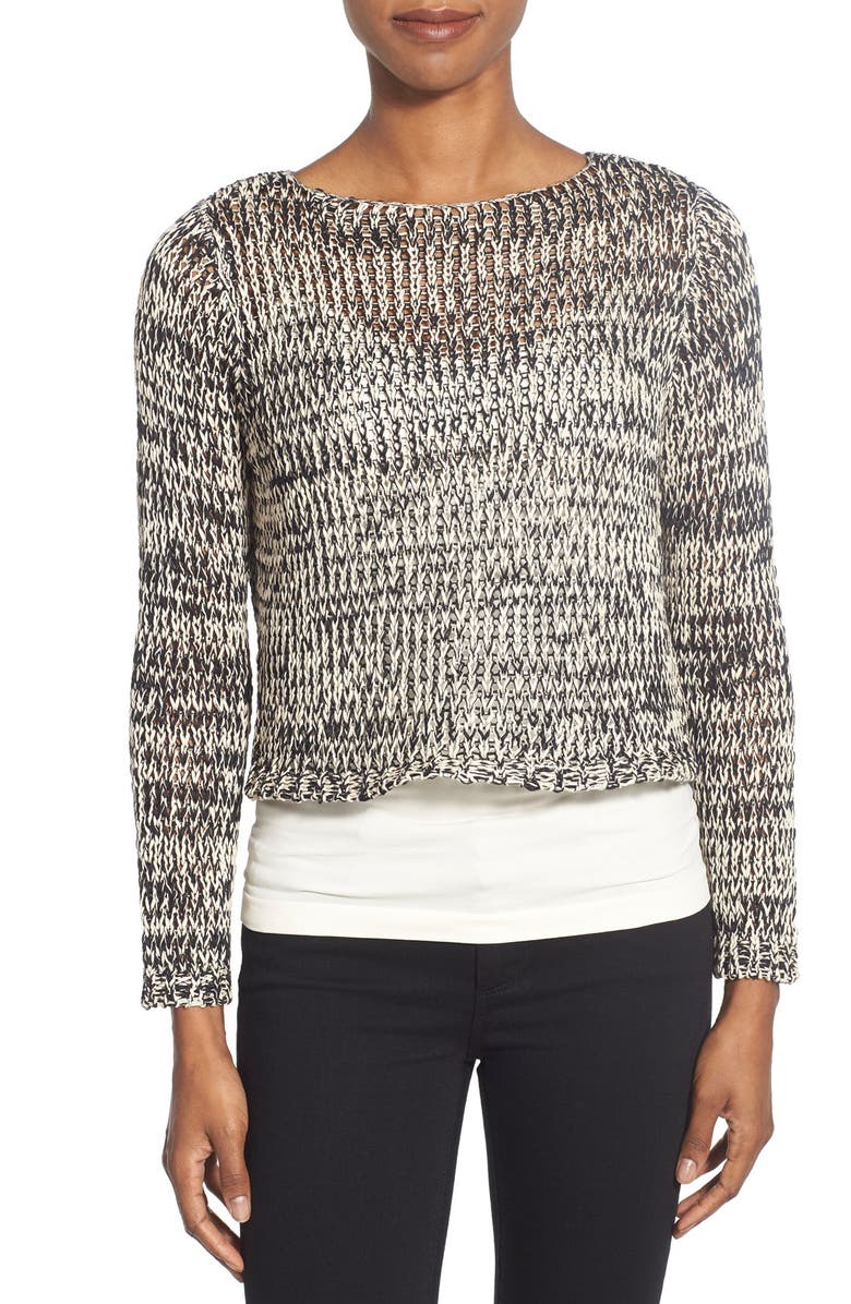 Eileen Fisher Open Stitch Bateau Neck Crop Top, Main, color, 