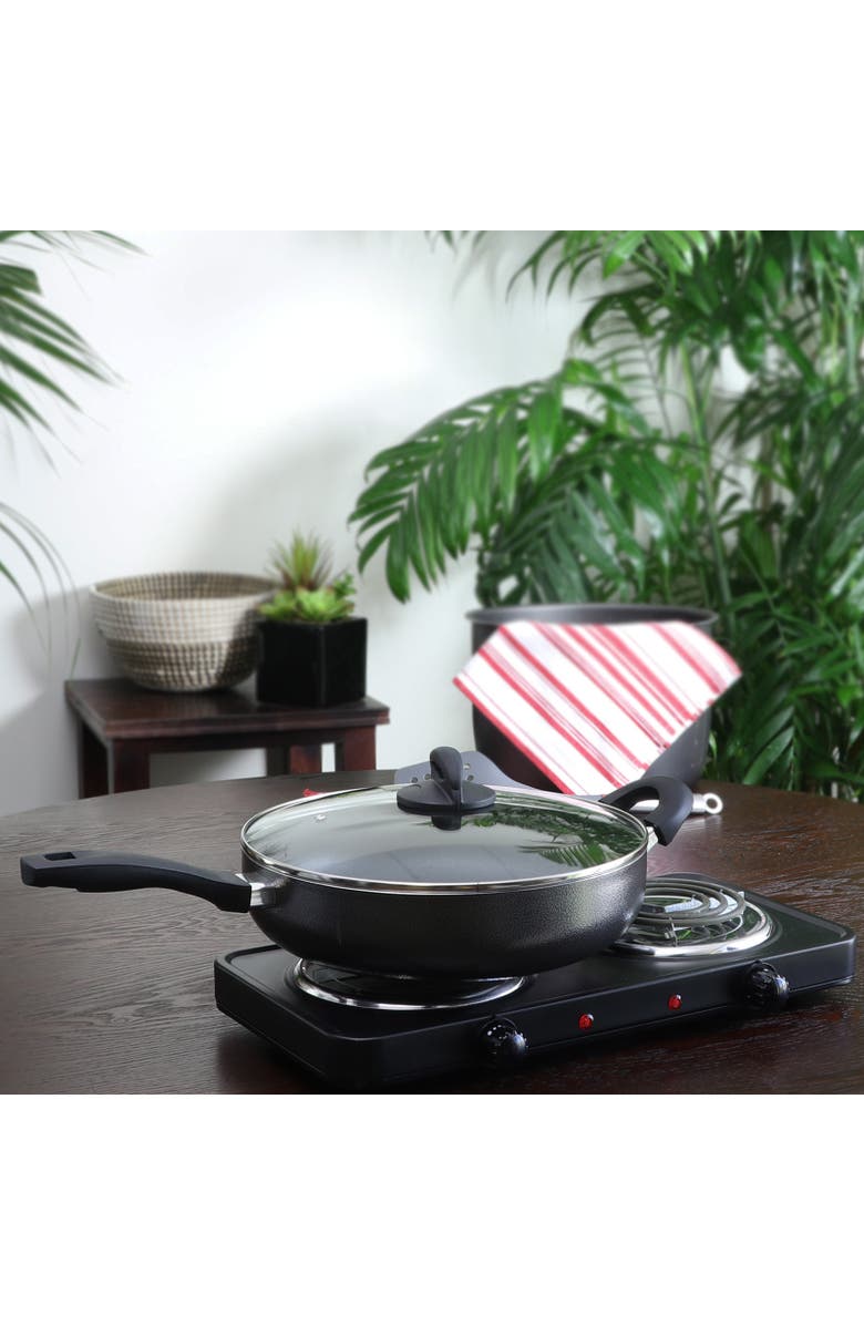 OSTER Clairborne 12 Inch Aluminum Saute Pan with Lid Grey, Alternate, color, Grey