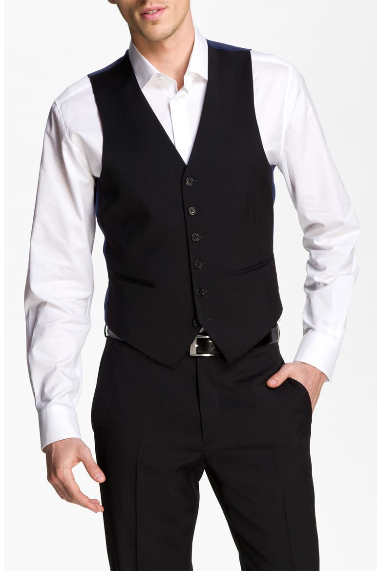 Wool Front Vest, Main, color, BLACK SOLID