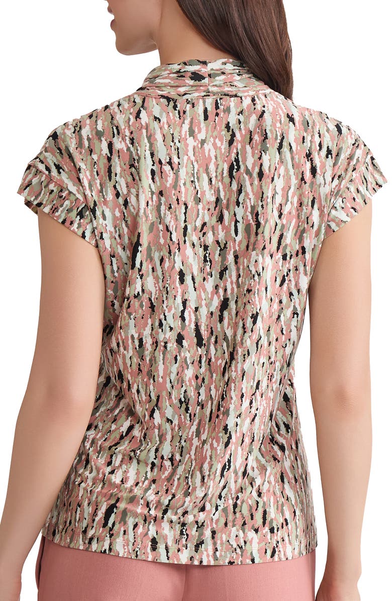 KASPER Allover Print Cap Sleeve Shirt, Alternate, color, Tearose Multi