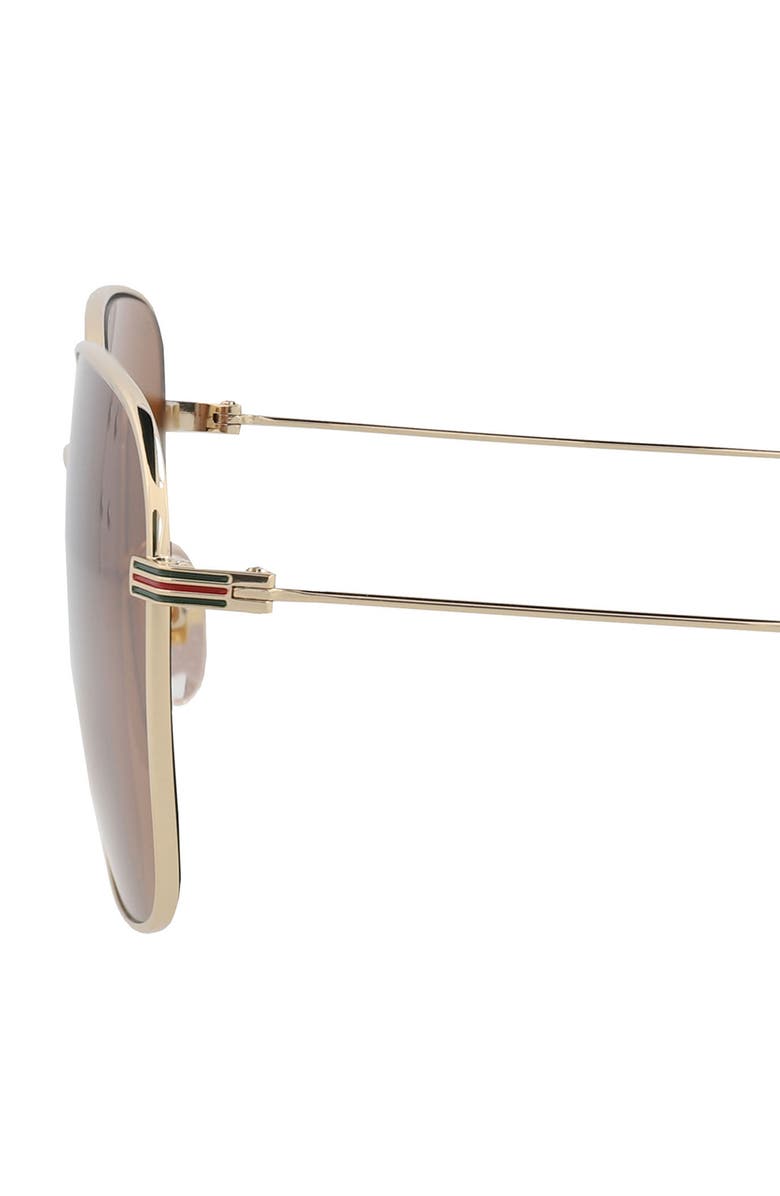Gucci 61mm Square Sunglasses, Alternate, color, Gold Gold Brown