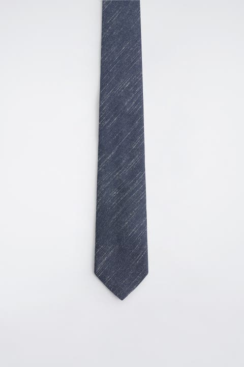 Denim-effect Silk-cotton Tie