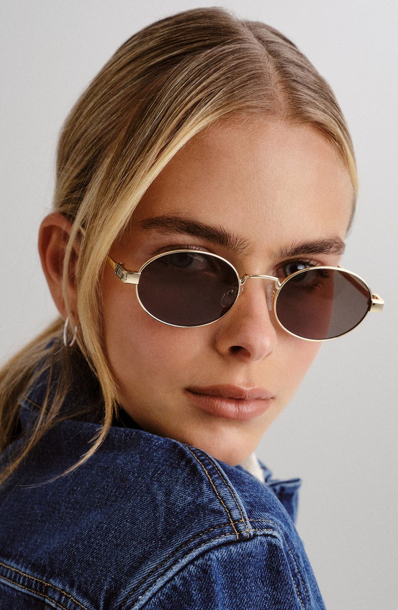 Le Specs Poseidon Deux 52mm Oval Sunglasses, Alternate, color, Gold/Grey