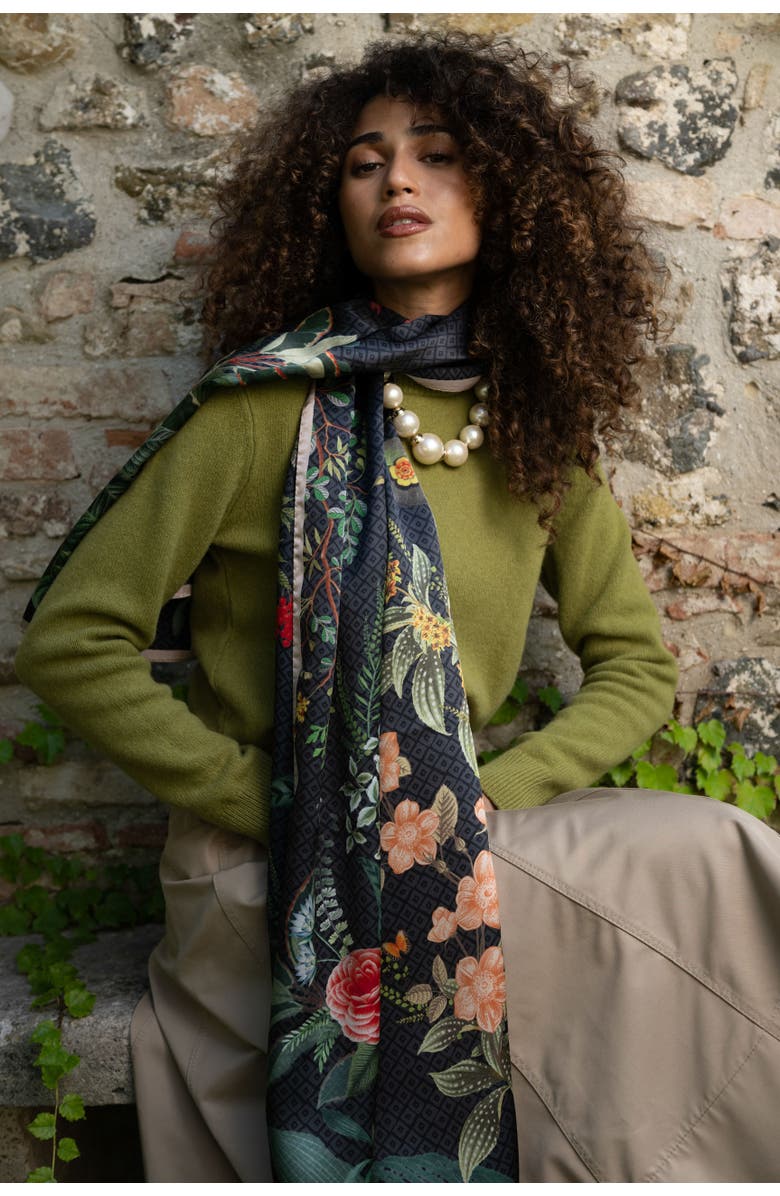 Elizabetta Sara - Long Satin Silk Scarf for Women, Alternate, color, Black