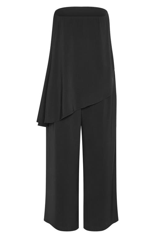 City Chic Skylar Strapless Jumpsuit In Black