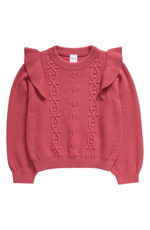 Kids' Ruffle Shoulder Crewneck Sweater (Toddler, Little Kid & Big Kid)