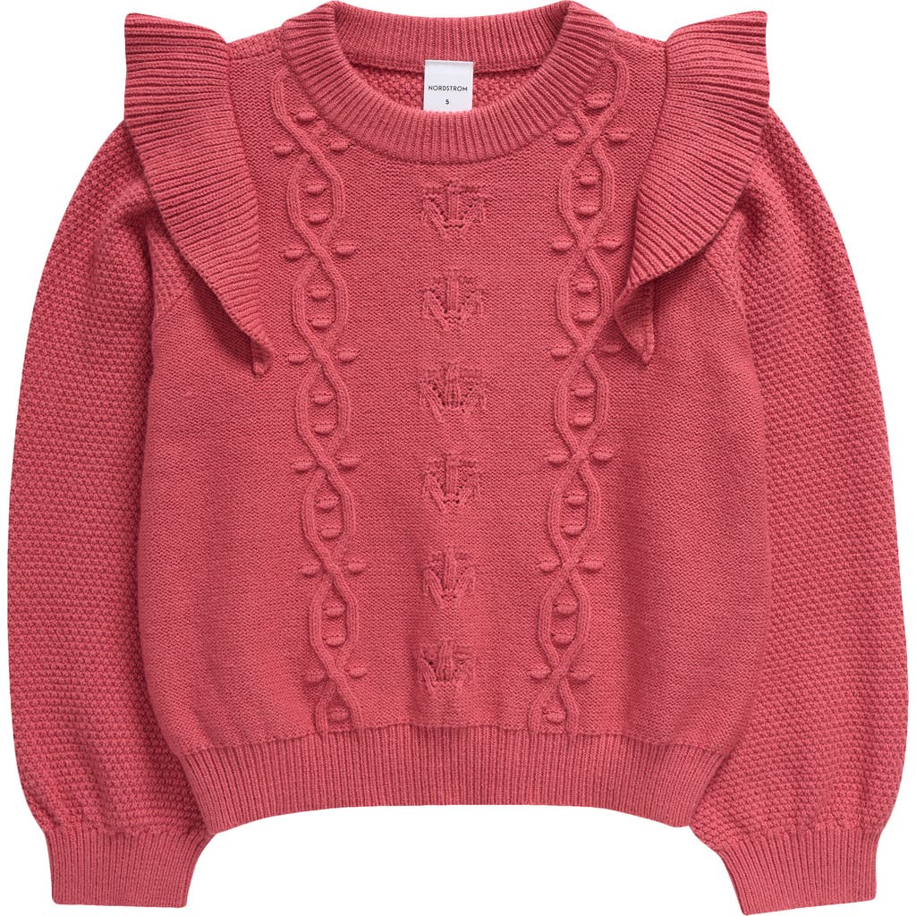 Nordstrom Kids' Ruffle Shoulder Crewneck Sweater In Pink Mauve